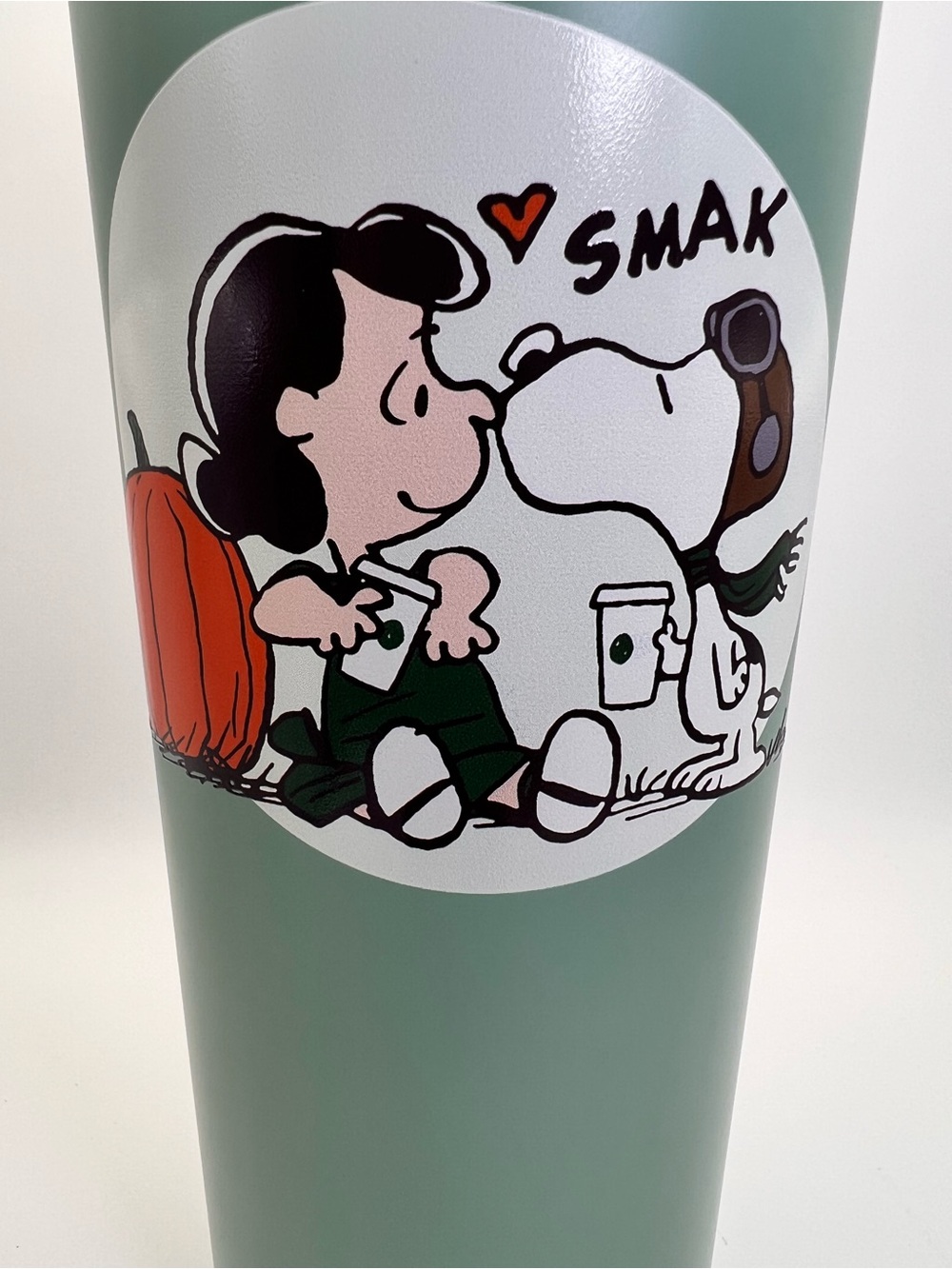 Starbucks Sage Green Peanuts Snoopy & Lucy Travel Tumbler with Straw